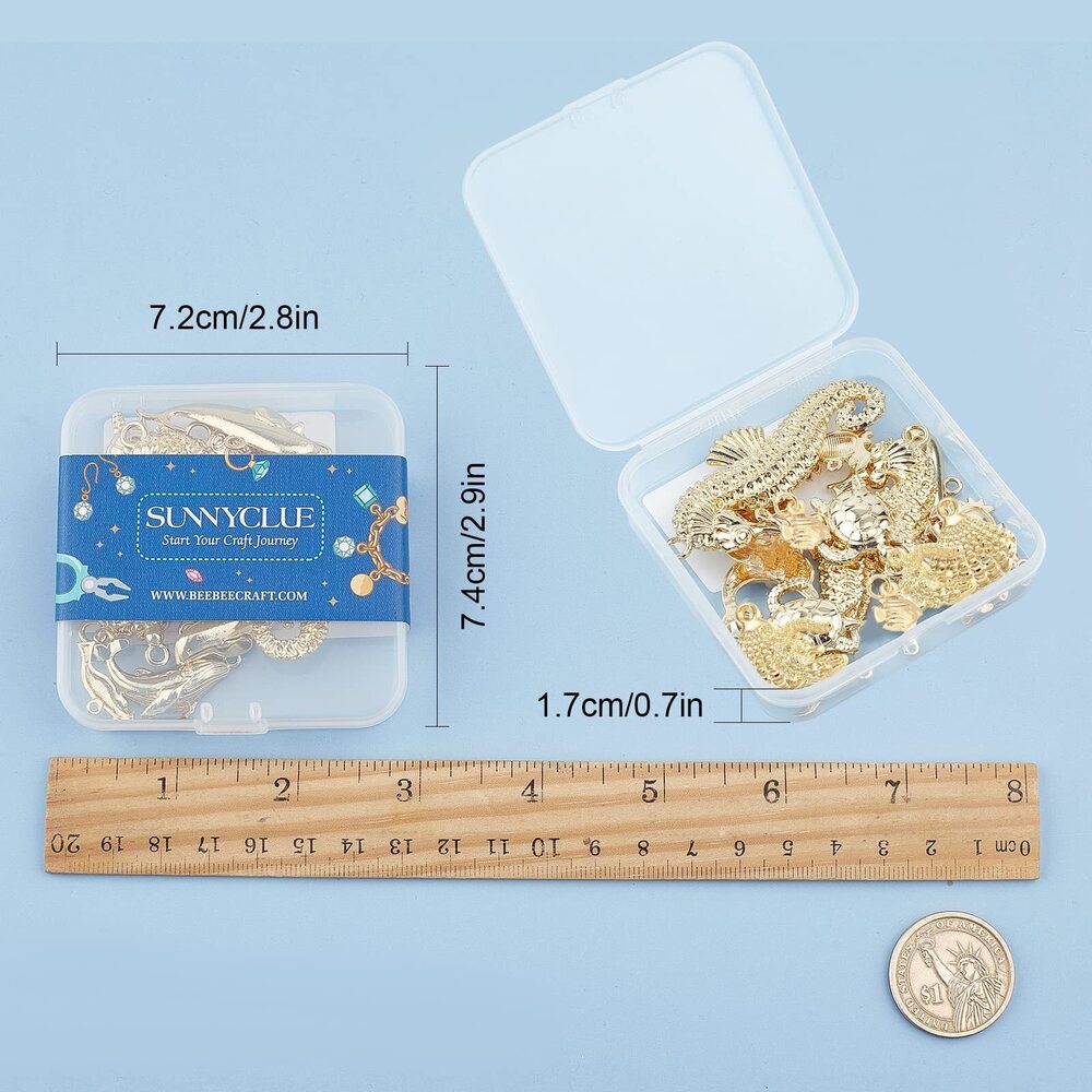 4939 1 Box 16Pcs 8 Styles Real 14K Gold Plated Charms Gold Sea Theme Animal - Picture 7 of 7